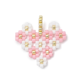 Сердце из стеклянного бисера Миюки с подвесками в виде цветов