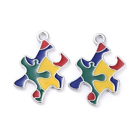 Pendentifs en alliage d'émail, puzzle de l'autisme infantile, colorées