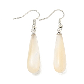 Rack Plating Brass Natural White Shell Dangle Earrings, Teardrop