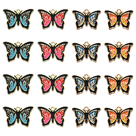 20 шт 4 стили подвески из сплава эмали, золотой свет, очарование бабочки