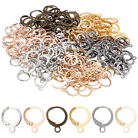 SUPERFINDINGS 240Pcs 6 Colors Iron Leverback Earring Findings, with Horizontal Loops, Ring