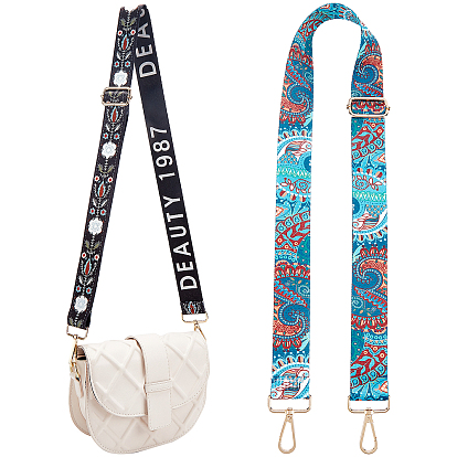 2pcs 2 couleurs ruban de sac en nylon, avec ajusteur en alliage d'or léger et fermoirs pivotants, accessoires de remplacement de sac