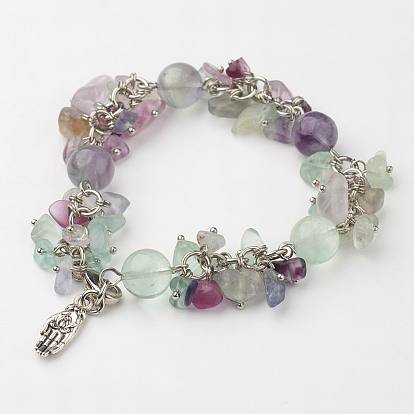Edelstein-Armbänder, mit natürlichen Fluorit bead, Kies und Messing Hand