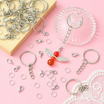 20Pcs Iron Split Key Rings, with Curb Chains, Keychain Clasp Findings, with 60Pcs Iron Open Jump Rings and 20Pcs Zinc Alloy Lobster Claw Clasps