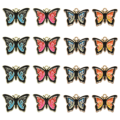 20 шт 4 стили подвески из сплава эмали, золотой свет, очарование бабочки