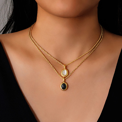 304 Женские ожерелья из нержавеющей стали с овальным кулоном «кошачий глаз», реальный 18 k позолоченный