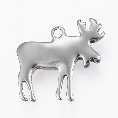 304 Stainless Steel Charms, Christmas Reindeer/Stag