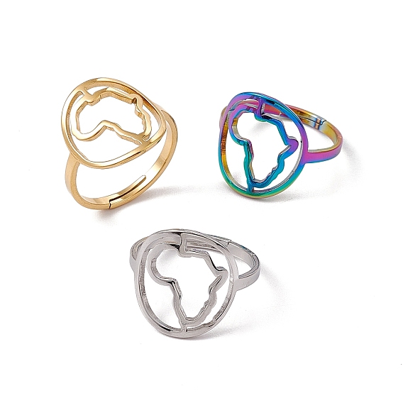 201 полое регулируемое кольцо из нержавеющей стали с картой Африки для женщин