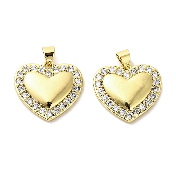 Латунные микро проложить кубического циркония подвески, сердце, долговечный, без кадмия и без свинца, стойки покрытие