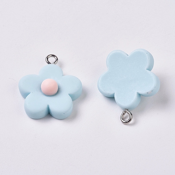 Подвески из смолы, с платиновым покрытием винтовой фиксатор, цветок