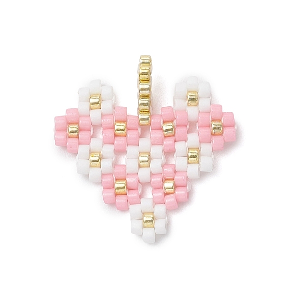 Сердце из стеклянного бисера Миюки с подвесками в виде цветов