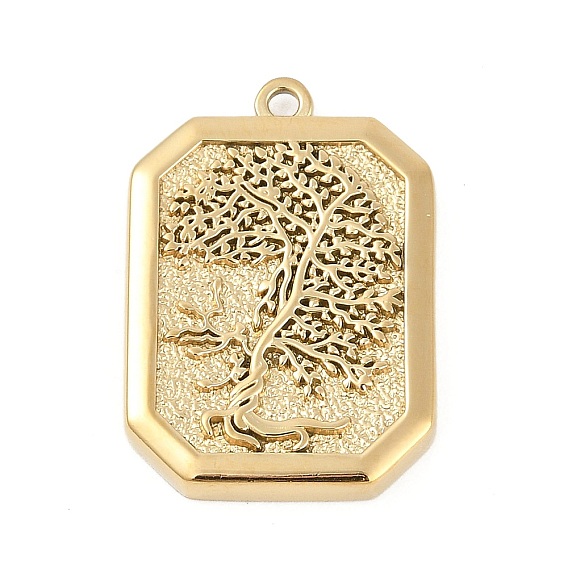 304 подвески из нержавеющей стали, прямоугольник с подвеской в виде дерева, ионное покрытие (ip)