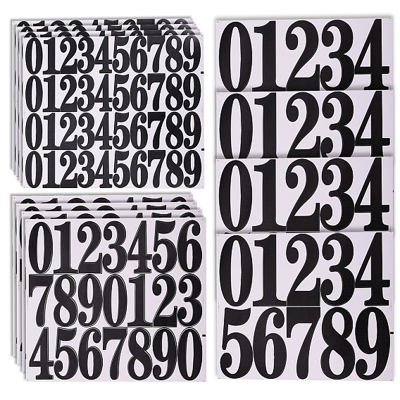 12 листы 3 стили ПВХ номер самоклеящиеся декоративные наклейки, водонепроницаемый номер почтового ящика 0~9 наклейки для помещений, открытый