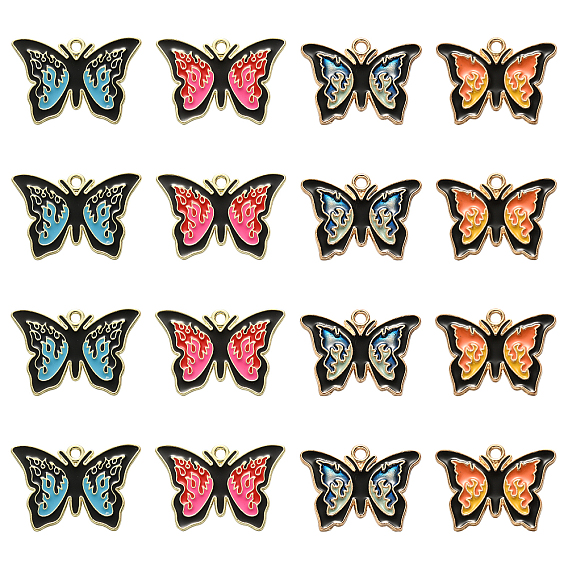 20 шт 4 стили подвески из сплава эмали, золотой свет, очарование бабочки