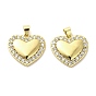 Латунные микро проложить кубического циркония подвески, сердце, долговечный, без кадмия и без свинца, стойки покрытие