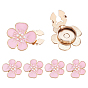 6Pcs Zinc Alloy Cufflinks, with Enamel & Plastic Pearl, Flower, Light Gold