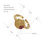 304 Stainless Steel Pave Cubic Zirconia Cuff Open Rings, Flat Round with Human Pattern