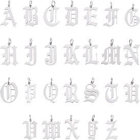 201 подвески из нержавеющей стали, с целью перехода в кольце, старый английский, алфавит, лазерная резка