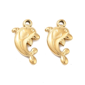 Ионное покрытие (ip) 304 подвески из нержавеющей стали, дельфин с сердечками