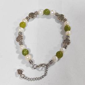 Bracelet en perles de rhodonite et de perles naturelles pour femmes