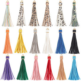 18Pcs PU Leather Tasserl Big Pendants, with Iron Findings
