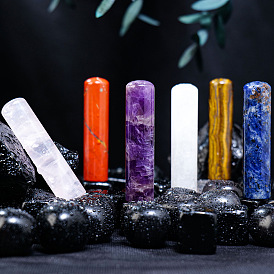 Natural Mxied Gemstone Column Display Decorations, Figurine Home Decoration, Reiki Energy Stone for Healing