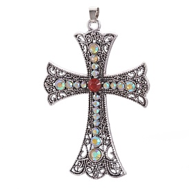 Alloy Rhinestone Big Pendants, Cross