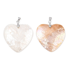 Естественно оболочки сердца подвески, с латунной поручительств, платина, стойки покрытие