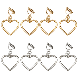 4 пары 2 цветные серьги-клипсы из железного сплава, полые сердца