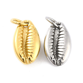 304 Stainless Steel Pendants, with Jump Ring, Shell Shape