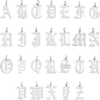 201 подвески из нержавеющей стали, с целью перехода в кольце, старый английский, алфавит, лазерная резка
