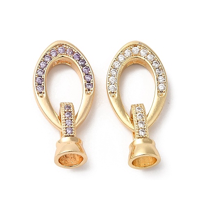 Латунное микропейв, прозрачный кубический цирконий, складные застежки, овальные