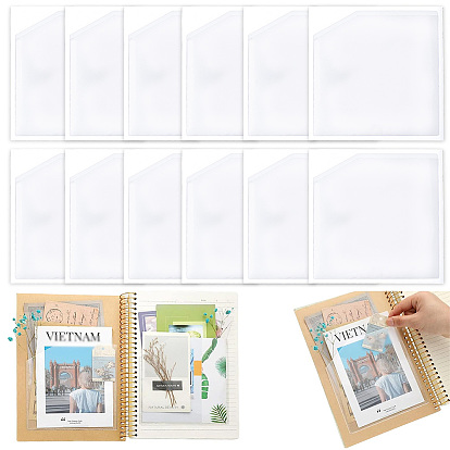 Bolsillos de planificador autoadhesivos cuadrados de PVC, Bolsillos para tarjetas de índice con reverso de papel adhesivo