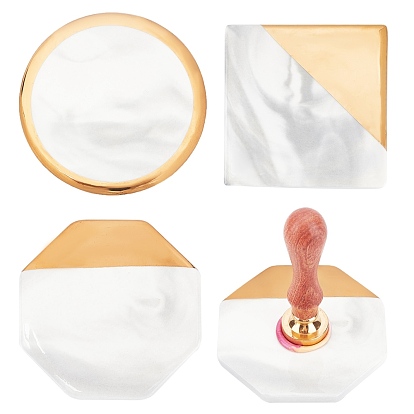 Porcelain Cup Mat, with Cork Bottom, Marble Pattern Ceramic Cork Mat