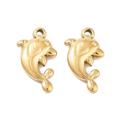 Ионное покрытие (ip) 304 подвески из нержавеющей стали, дельфин с сердечками