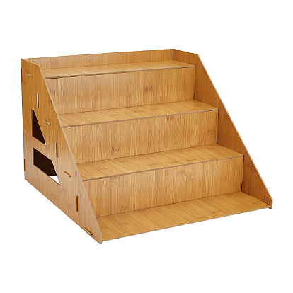Trapezförmige Holzdisplayständer, Zusammengebauter Actionfiguren-/Puppenhalter, Aufbewahrungshalter für Duftkerzen
