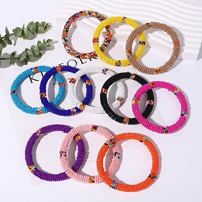 Bohemian Ethnic Style Bracelet with Elastic Beads - Colorful Handmade Bracelet