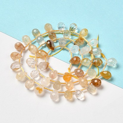 Natural Citrine Beads Strands, Faceted, Top Drilled, Teardrop