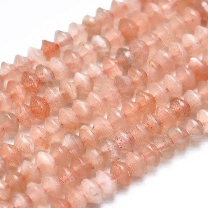 Natural Sunstone Beads Strands, Faceted, Bicone
