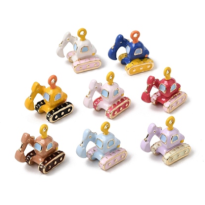 Alloy Enamel Pendants, Excavator Charms, Golden