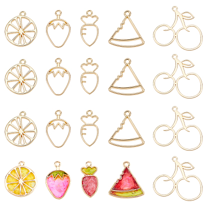 Zinc Alloy Open Back Bezel Pendants, For DIY UV Resin, Epoxy Resin, Pressed Flower Jewelry, Fruit