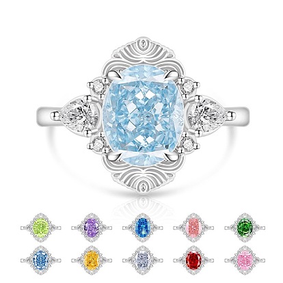 Verstellbare Fingerringe aus Messing mit Zirkonia-Pavé, ellipsenförmige, Platin Farbe