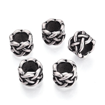 304 бусины европейского стиля из нержавеющей стали с крупными отверстиями, колонка