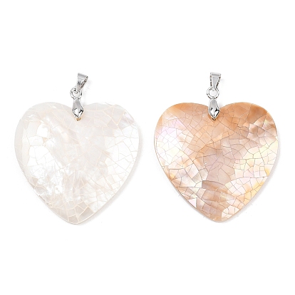 Естественно оболочки сердца подвески, с латунной поручительств, платина, стойки покрытие