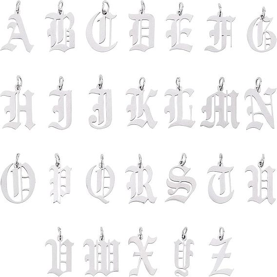 201 подвески из нержавеющей стали, с целью перехода в кольце, старый английский, алфавит, лазерная резка