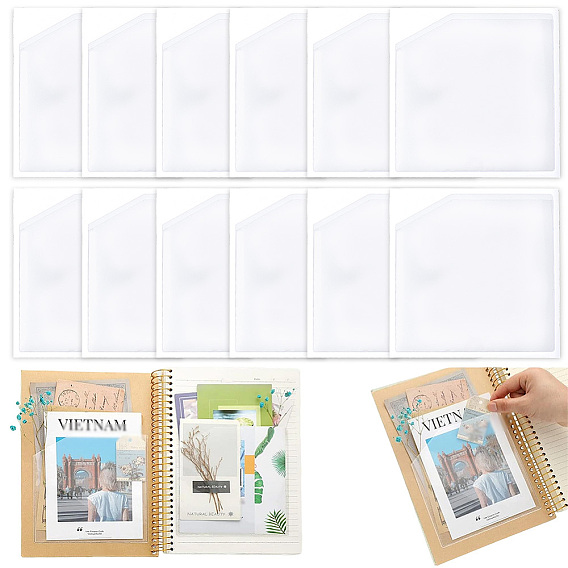 Square PVC Self Adhesive Planner Pockets, Index Card Pockets with Sticky Paper Back
