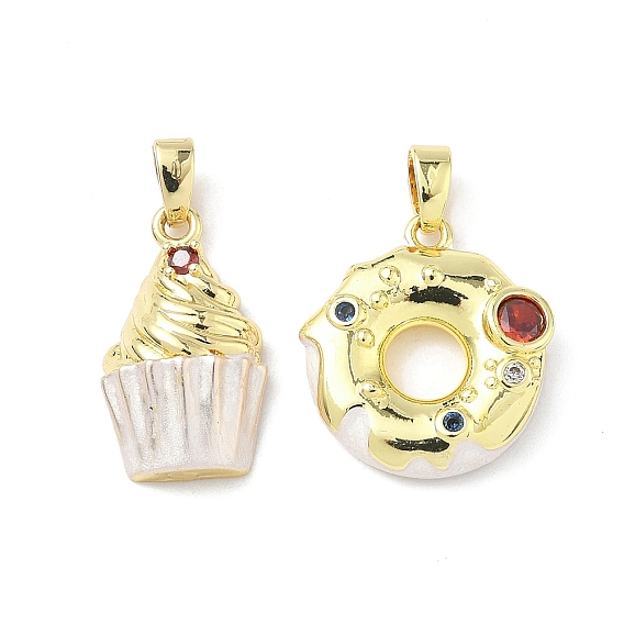 Латунь микропаве фианиты с подвесками из эмали, реальный 18 k позолоченный