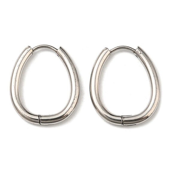 Stainless Steel Hoop Earrings, 304 Stainless Steel Needle with 201 Stainless Steel Ring, Teardrop
