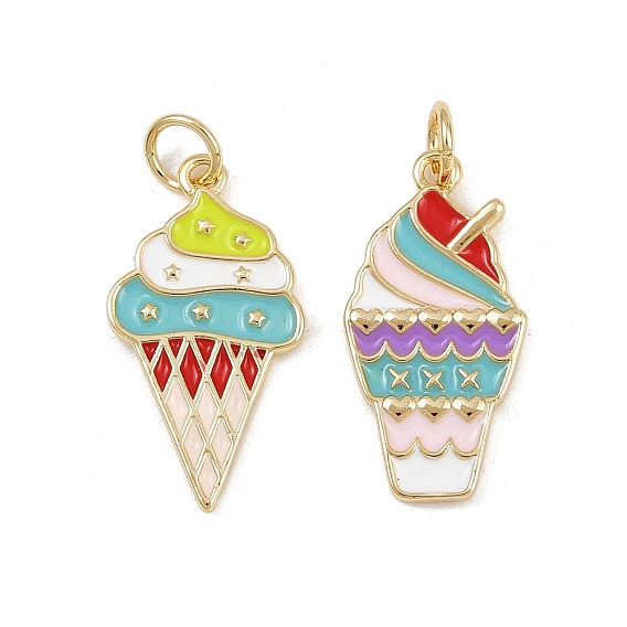 Латунные эмалевые подвески из мороженого, подвески для десерта с соединительными кольцами, без кадмия и без свинца, реальный 18 k позолоченный
