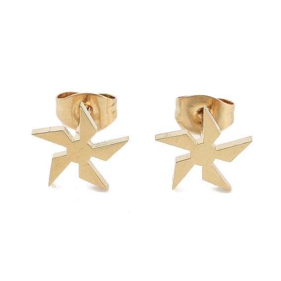 PVD Vacuum Plating 304 Stainless Steel Stud Earrings for Women, Windmill